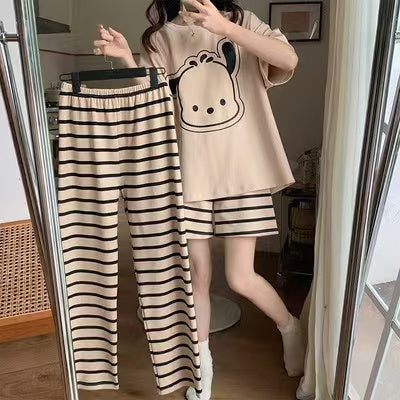 Summer Cotton Pajama Suit – Soft & Breathable Sleepwear for Women-40009